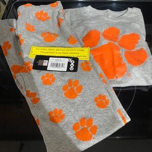 Clemson Tigers Youth Medium Sleep Set Pajamas Heathered Gray